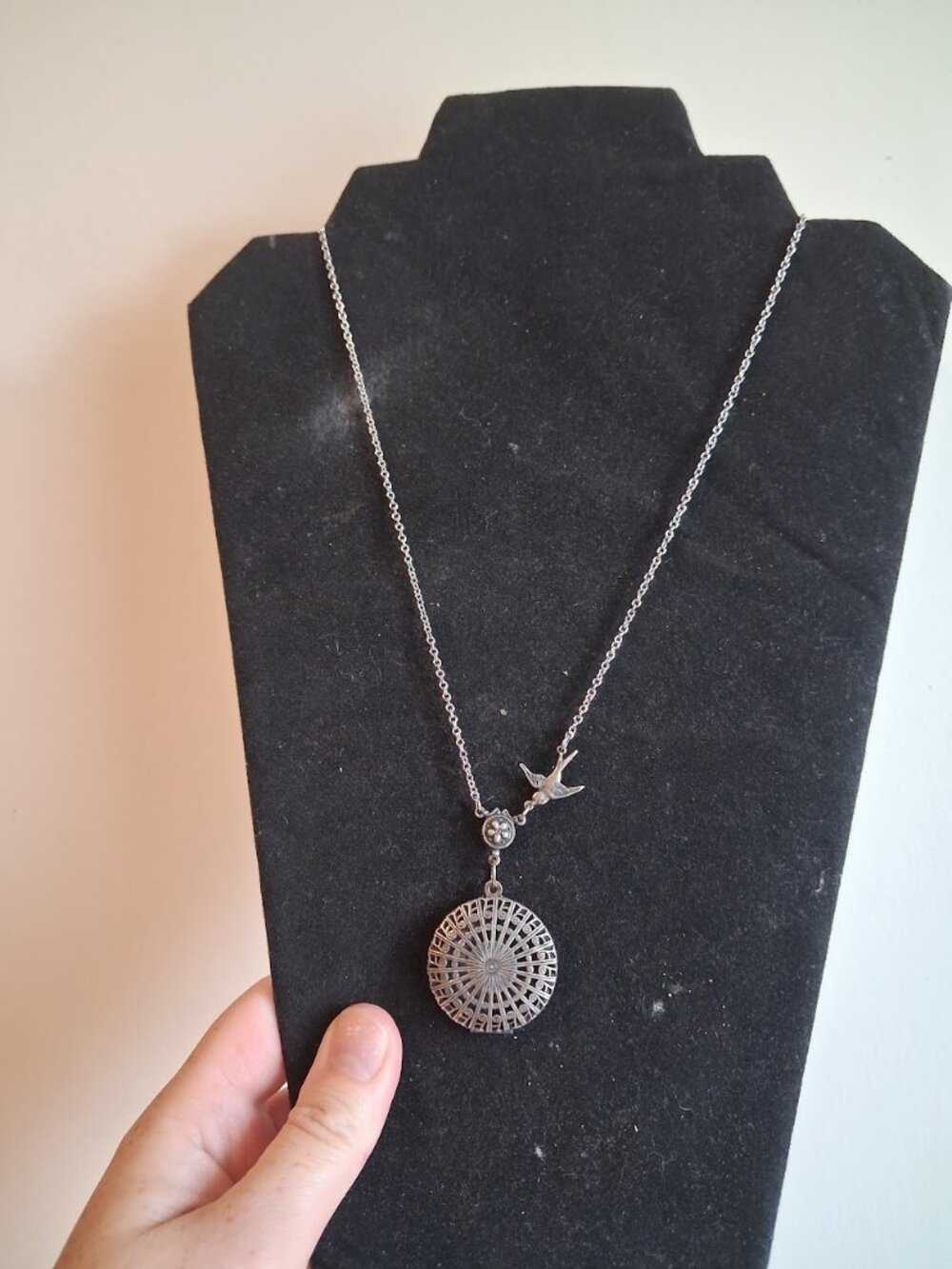 Unusual 20 inch Bird Locket necklace